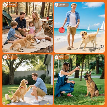 15" Heavy Duty Steel Dog Stake - 9mm Solid Anchor for Dogs Up to 120 lbs - 30FT Orange Tether-Yard, Camping, Outdoor Use (Black, 30ft Cable and Stake) - size: 30ft cable and stake