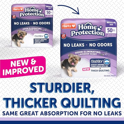 Hartz Home Protection Super Absorbent Odor Eliminating Lavender Scented No Leak Dog Pads, 50 count - size: 21 x 21 (50 count)