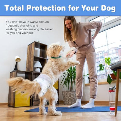Ambreview Dog Diapers Female, Disposable Pull Up Dog Diapers, Doggie Diapers for Female Dogs, Ultra Absorbent & Anti-Side Leakage, Stretchy Diapers for Dogs in Heat/Elderly/Disabled(L,10 Count) - size: L(Waist 13.3"-21.2")