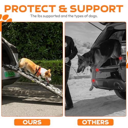 Dog Ramp for Car 71"x17.2" Wide Portable Folding Pet Ramp with Non-Slip Surface. Extra Wide Portable Ramp for Large, Small & Senior Dogs to Get in Cars, SUVs, Trucks & Beds, Up to 250LBS