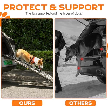 Dog Ramp for Car 71"x17.2" Wide Portable Folding Pet Ramp with Non-Slip Surface. Extra Wide Portable Ramp for Large, Small & Senior Dogs to Get in Cars, SUVs, Trucks & Beds, Up to 250LBS
