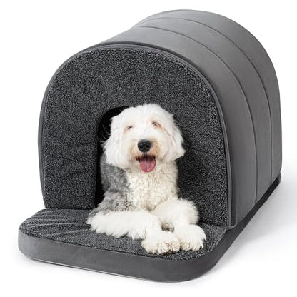 PELZIN Orthopedic Dog Bed House - Indoor Dog Tent with Washable Removable Cover - Pet Bed with Cover Cave - Nonskid Bottom, Ideal for Extra Large Breeds & Fits 42-Inch Crate - 41"x27", Charcoal - size: 41"L x 27"W x 28"Th