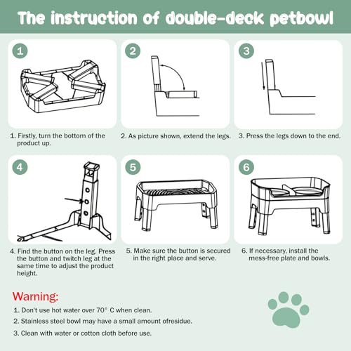 4 in 1 Adjustable Elevated Dog Bowls with 2*Stainless Steel Bowls, Anti-Spill Water Bowl, 4 Heights Raised Dog Bowl Stand for Small to Medium & Growing Large Puppies, Anti-Slip, Mess Proof Design - color: Gray