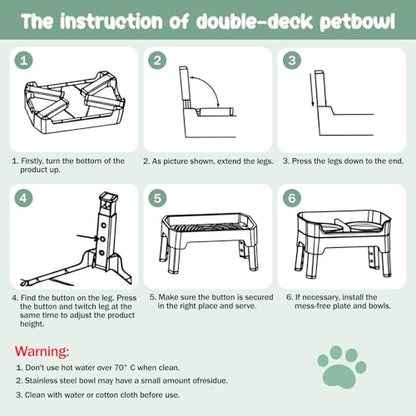 4 in 1 Adjustable Elevated Dog Bowls with 2*Stainless Steel Bowls, Anti-Spill Water Bowl, 4 Heights Raised Dog Bowl Stand for Small to Medium & Growing Large Puppies, Anti-Slip, Mess Proof Design - color: Gray