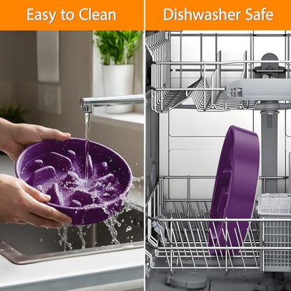 Ceramic Slow Feeder Dog Bowl, 2 Cups Dog Food Bowls for Small, Medium, and Large Breed, Anti-Slip Puzzle Food Dish to Slow Down Eating (Deep Purple, 2 Cups) - color: Maze - Deep purple