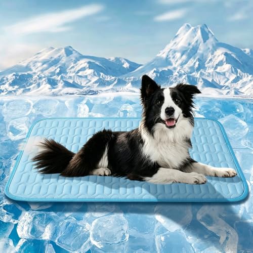 Quimoy Dog Cooling Mat 38"x28", Waterproof Pet Cooling Pad | Dog Cooling Pad with Chill Cold Fiber(Q-Max>0.4), Non-Slip Washable Summer Coolings Mat for Medium Dogs - size: 38”x28”