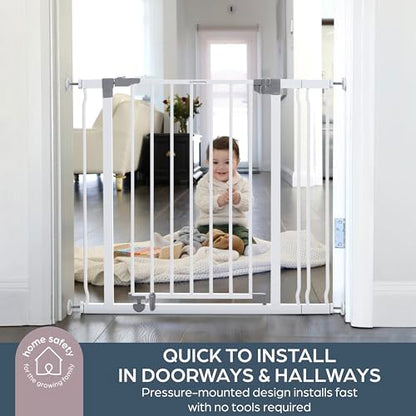 Dreambaby Liberty Walk Thru Baby Safety Gate Set - with 3.5inch Extension Panel - Fits 29.5-36.5inch Openings - Pressure Mounted Security Gates - White