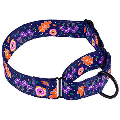 CollarDirect Martingale Dog Collar Heavy Duty Nylon Slip Collars for Small Medium Large Dogs [Nylon, Patterned, Navy Blue, L, 15"-20"] - color: Navy Blue, size: Large (Neck Size 15"-20")