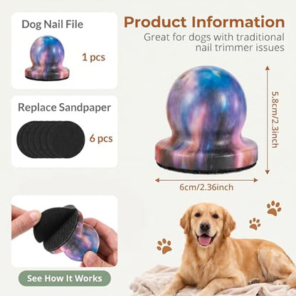 Dog Nail File with 6Pcs Replaceable Filing Disc, Dog Scratch Board for Safe and Easy Nail Care, Dogs Nails Scratch Board Ensures Smooth and Healthy Nails for Dogs and Cats