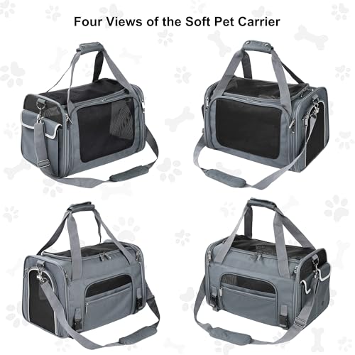 EliteField Deluxe Soft-Sided Pet Carrier (3 Year Warranty, Airline Approved), Travel Bag for Dogs, Cats & Small Pets, with Expandable Mat - color: Gray, size: Medium: 18"L x 11"W x 11"H