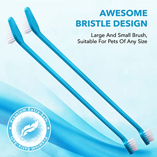 Boshel Pet Toothbrush, 2 Dog Tooth Brush with Dogs Finger Toothbrush for Small and Large Breeds, 3 Pack - style: 2 Pack