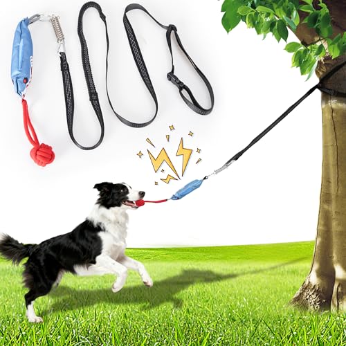 Dog tug of war Toy with Squeak,Interactive Dog Pull Toy from Tree to Keep Them Busy, Multifunctional Combination Tether tug Toy with chew Ball - color: Stump Tug of War