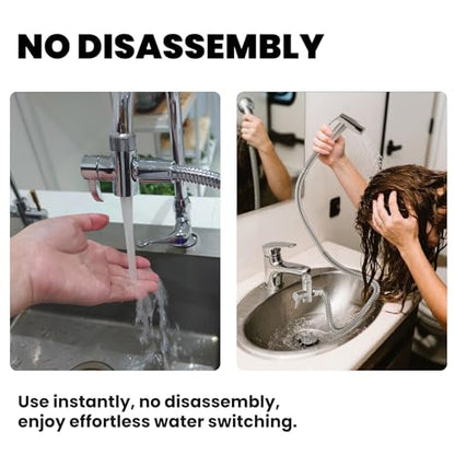 Sink Faucet Sprayer Attachment Set - Includes Diverter Valve, 59" Metal Hose, and Handheld Shower for RV, Sink Spray, Dog Shower, Tub Sprayer, and Sink Mist Nozzle
