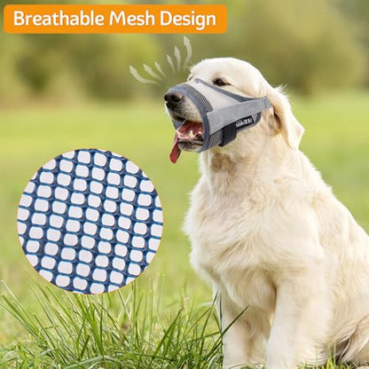 Coppthinktu Dog Muzzle - Soft Mesh Mouth Guard for Small, Medium, Large Dogs - Breathable, Adjustable Cover to Prevent Biting, Barking - Allows Panting, Drinking - size: M
