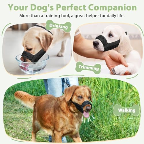 Mayerzon Dog Muzzle with Hook and Loop for Large Medium Small Dogs, Patented Soft Mesh Beagle Labrador Puppy Muzzles for Biting Chewing Grooming, Breathable, Adjustable, Allows Panting Drinking - size: XL(Snout Cir 12"-13.75")