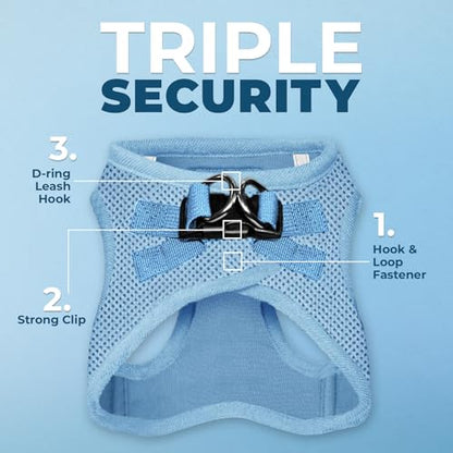 Best Pet Supplies Voyager Step-in Air Harness - All Weather Mesh, Reflective, No Pull Harness for Dogs, Cats - Secure with Hook & Loop Fastener, Buckle, Double D-Rings - Baby Blue, M - color: Harness (Baby Blue), size: M (Chest: 16 - 18")