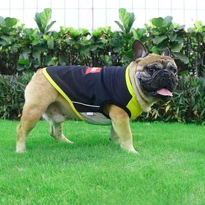 iChoue French Bulldog Summer Cooling Shirt for Dogs UV Sun Protection Vest Sleeveless Stretchy Tank Top English Pug Yellow Black - XLarge - color: Cooling Shirts Yellow Black, size: X-Large ( 45 - 55 lbs )