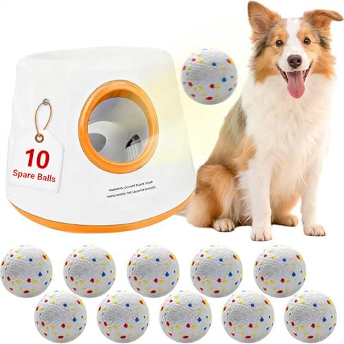 Automatic Dog Ball Launcher for Small/Medium Dogs - Small Silent Design, 3 Distance Settings (20ft/33ft/46ft), Rechargeable, 10 Durable 2.3" Balls Included (Dog Ball Launcher-Orange) - color: Dog Ball Launcher-Orange