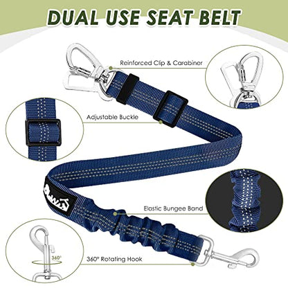 Lukovee Dog Car Harness Seat Belt, Adjustable Mesh Breathable Vest with Elastic Bungee Tether, Soft Padded 2-in-1 Safety Car Harness Seatbelt for Small Medium Large Dogs (Blue,XS) - color: Blue, size: X-Small