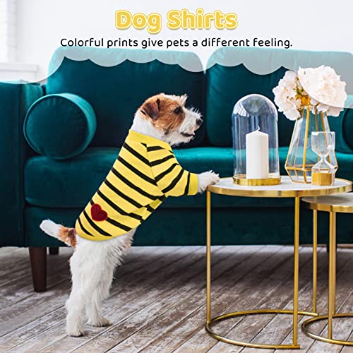 Pet Dog Striped T-Shirt Dogs Cats Cotton Vest Spring Summer Pet Apparel Tee Shirt Suitable for Small and Medium Large Pets French Bulldog Bichon - color: Yellow, size: X-Small