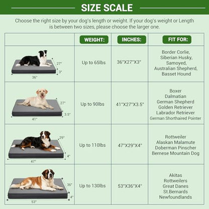 Vonabem Outdoor Waterproof Dog Bed Washable, XXL Crate Pad 48 Inch, Wipeable Leather Extra Large Pet Bed with Removable Cover Reversible, Foam Anti-Slip Kennel Pads 47"x29" Grey - color: Grey, size: XXL(47x29x4)
