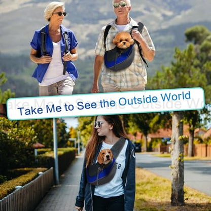 Pet Dog Sling Carrier, Breathable Mesh Adjustable Puppy Sling Carrier Hand Free for Small Medium Dog Cat Rabbit, L, Blue - color: Blue, size: 16.5"L x 10.2"W x 2.0"H