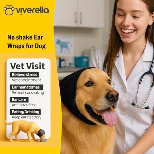 Dog Ear wrap Calming Hoodie Ear Wraps, Comfortable Quiet Ears Cover Muffs Plug Waterproof & Adjustable Dog Head Wrap Bonnet for Noise Protection Firework Grooming Bathing Anxiety Thunderstorms - size: Medium