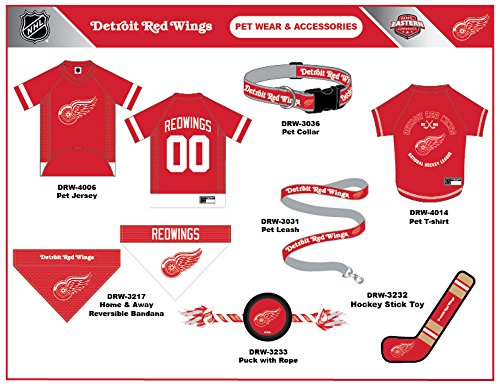 NHL Detroit Red Wings Tee Shirt for Dogs & Cats, X-Small. - Are You A Hockey Fan? Let Your Pet Be An NHL Fan Too! - color: Detroit Red Wings, size: X-Small