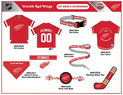 NHL Detroit Red Wings Tee Shirt for Dogs & Cats, X-Small. - Are You A Hockey Fan? Let Your Pet Be An NHL Fan Too! - color: Detroit Red Wings, size: X-Small