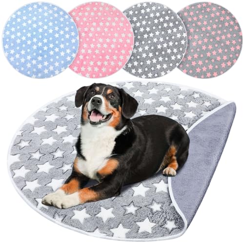 Hahafelt 4 Pcs Round Whelping Pee Pads Washable for Dogs Waterproof Pet Training Mats Reusable Puppy Whelping Pads Non Slip Cat Dog Bed Mat for Crate Kennel(Large Star,55 Inches) - size: 55 Inches