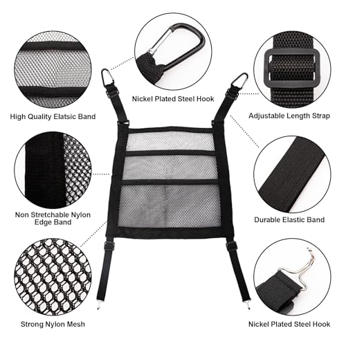 3 Layer Car Mesh Organizer Between Front Seat Backseat Mesh Storage Net Kid Dog Pet Barrier Car Net Pocket Handbag Tissue Purse Holder for SUV, Van