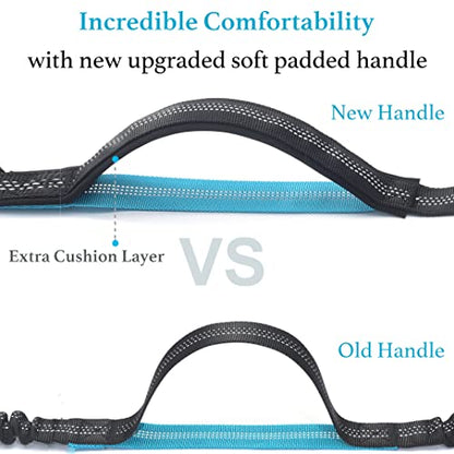 iYoShop Retractable Hands Free Dog Leash - Dual Handle Bungee Waist Leash for Small, Medium and Large Dogs (Medium/Large, 25-150 lbs, Black) - size: Medium/Large