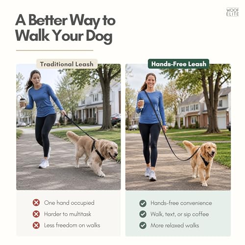 Hands-Free Waterproof Dog Leash, Adjustable Waist & Crossbody Leash for Running, Walking & Hiking (Pink, 8 FT) - color: Pink, size: 8 FT