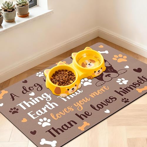 Pet Feeding Mat for Floors Waterproof Dog Mat for Food and Water Absorbent Quick Dry Non Slip mat for Cat Bowls - color: Brown, size: 20"L x 12"W