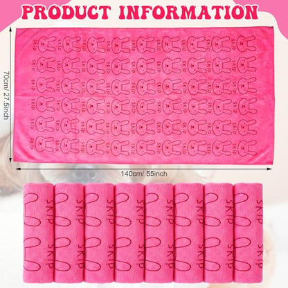 Peryiter 8 Pcs Dog Drying Towels Bulk 55'' x 28'' Pet Grooming Absorbent Microfiber Dog Bath Towels Quick Drying Puppy Bathing Towel for Small Medium Large Cats Pets Bathing Grooming(Pink) - color: Pink