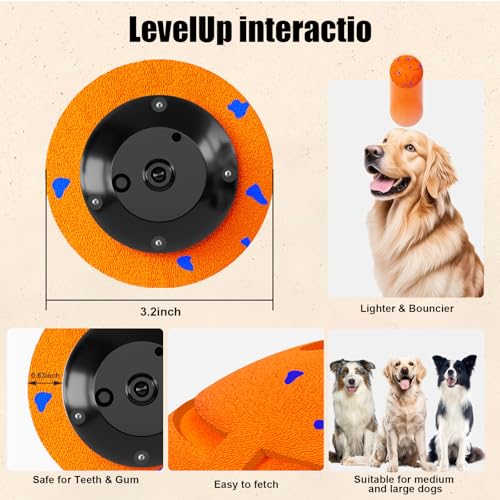 Interactive Dog Ball Toy, Smart Dog Toy for Medium and Large Dogs, Automatic Moving Rotating & Bouncing Ball, Durable E-TPU Material, IP54 Waterproof, Motion-Activated Dog Toy for Active Dogs - color: Orange