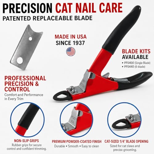 Resco Cat Nail Clippers, Guillotine Cat Claw Trimmer with Comfort Grips, Deluxe Red - style: Deluxe