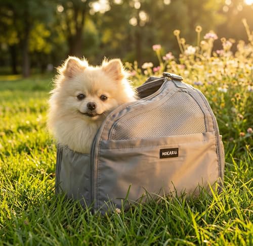 Small Dog Sling Carrier Bag, Hands-Free Dog Carrier Sling with Safety Buckle, Breathable Mesh, Adjustable Strap, Padded Back, Storage Pockets, Pet Carrier for Dogs, Cats, Puppies up to 8–10 lbs - color: Grey