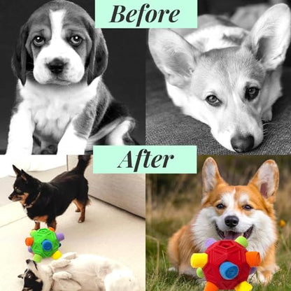 Snuffle Ball for Dog Toys Unbreakable Upgrade Ball Interactive Toy Foraging Snuffle Mat Puppy Treat Dispenser Slow Feeder Dog Puzzle Toys for Small, Medium, Large Pets (Red Rainbow) - color: Red Rainbow