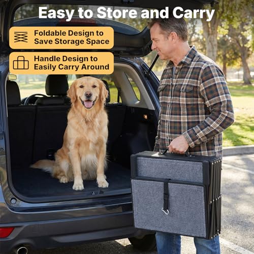 Veehoo Collapsible Dog Stairs for Large Dogs Extra Wide,4 Steps Folding Dog Steps for Car Truck SUV 20" Wide, Heavy Duty Pet Loader Ramp Ladder Portable with Non Slip Surface, Support up to 200lbs - size: 4 Steps