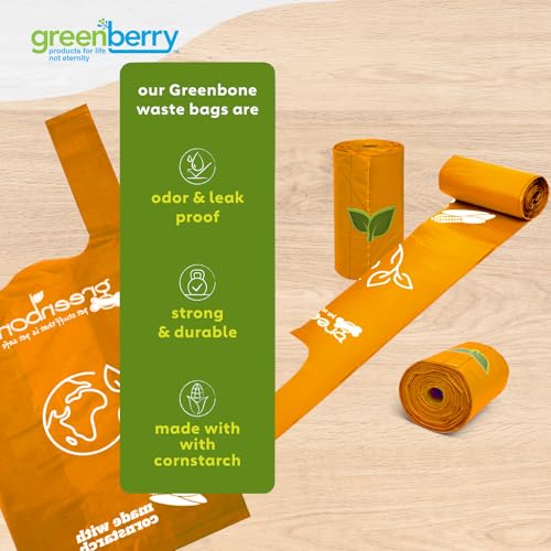 Greenbone BioBase Cat or Dog Poop Bags with Handles Tie, 18 Dispenser Rolls - 216 Bags- Large Leak Proof- Pink, Green, Orange, Blue Variety