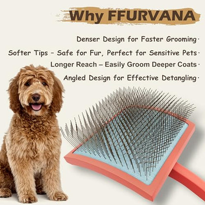 Slicker Brush for Dogs, for Golden Doodles with Long Hair, for Large Pet Dogs, Grooming Pet Hair - red（Large） - color: red