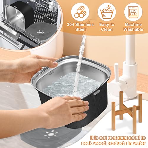 Decflow 3L Elevated Dog Water Bowl, Stainless Steel Raised Slow Water Bowl with Stand, Large Capacity No Spill Dog Dispenser for Small, Medium and Large Dogs - color: Black