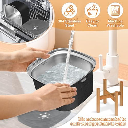 Decflow 3L Elevated Dog Water Bowl, Stainless Steel Raised Slow Water Bowl with Stand, Large Capacity No Spill Dog Dispenser for Small, Medium and Large Dogs - color: Black