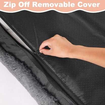 Bedfolks Waterproof Crate Bed, Plush Dog & Cat Kennel Pad, Faux Fur, Washable, 23"x18", Dark Grey - color: Solid Dark Grey, size: Small(23x18'')