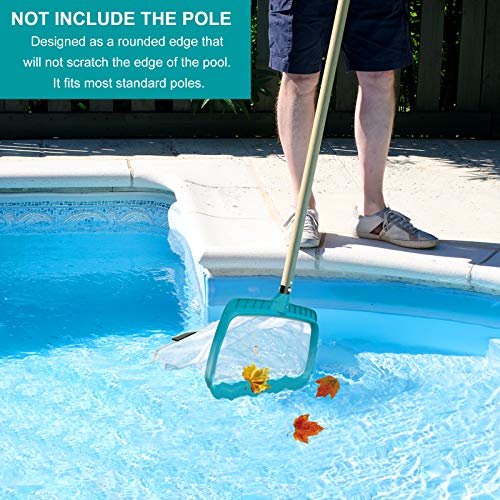 POOLWHALE Professional Pool Skimmer Net, Heavy Duty Swimming Leaf Rake Cleaning Tool with Deep Fine Nylon Mesh Net Bag - Fast Cleaning,Easy Scoop Edge,Debris Pickup Removal (No Pole) - size: Pool Rake