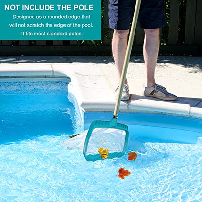 POOLWHALE Professional Pool Skimmer Net, Heavy Duty Swimming Leaf Rake Cleaning Tool with Deep Fine Nylon Mesh Net Bag - Fast Cleaning,Easy Scoop Edge,Debris Pickup Removal (No Pole) - size: Pool Rake