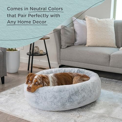 Best Friends by Sheri SnuggleSoft Faux Fur Calming Donut Bed for Dogs, Gray, Medium, 30x30 - color: Rabbit Faux Fur Grey, style: Medium