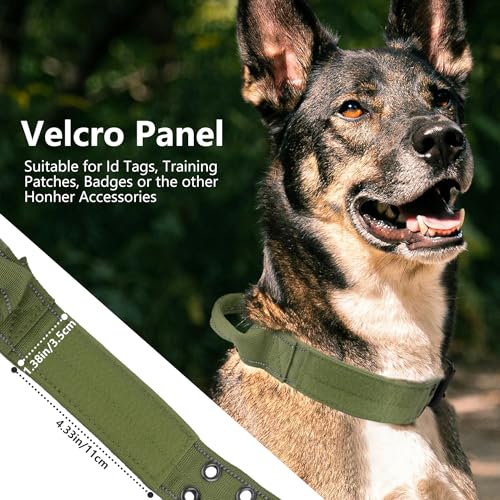 Tactical Dog Collar with Control Handle, Military Adjustable Pet Collar Reflective Heavy Metal Buckle Dog Collar, Soft Nylon Training Collar for Medium Large Dogs (Green, X-Large) - color: Green, size: X-Large