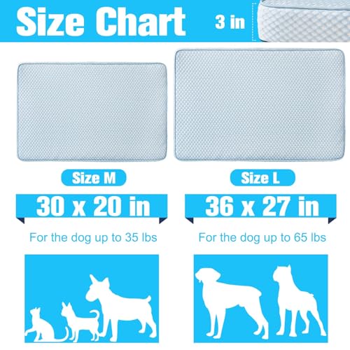 EXPAWLORER Dog Cooling Mat, 36 * 27in Upgraded Thick Non-Slip Bed Pad with Chill Soothing Fabric for Large Dogs Cats Pets in Summer Keep Cool, Portable Washable Kennel Bed with Waterproof Inner Cover - size: L( 36.0"L x 27.0"W x 3.0"Th)